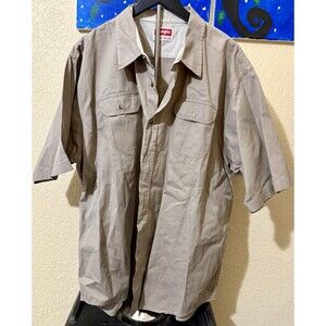 Wrangler Size 3Xl Premium Quality Mens Short Sleeve Button Up Shirt  Cream Khaki